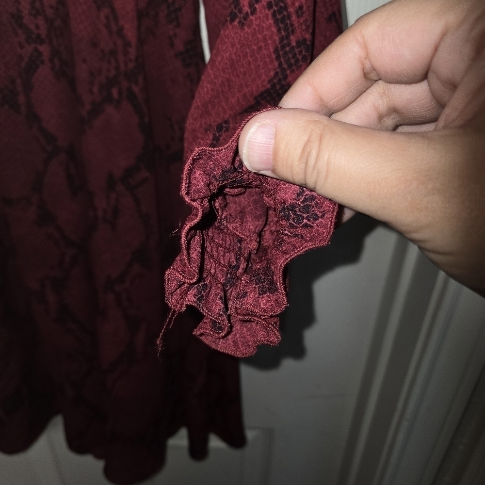Banana republic factory dress women's size small burgundy red snake print smock - Picture 9 of 14